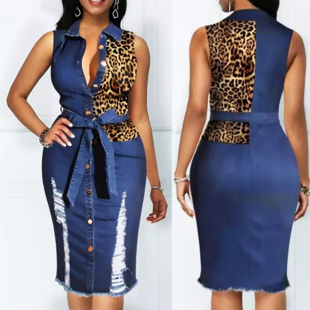 CHEETAH JEAN DRESS